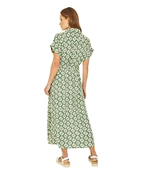 Yumi Women's Midi Shirt Dress With Matching Belt
