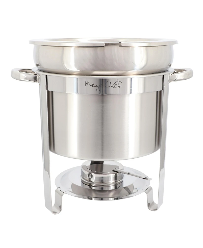 MegaChef 11.6 Quart Round Stainless Steel Professional Soup Chafing Dish in Silver