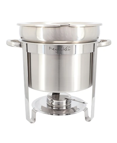 MegaChef 11.6 Quart Round Stainless Steel Professional Soup Chafing Dish in Silver