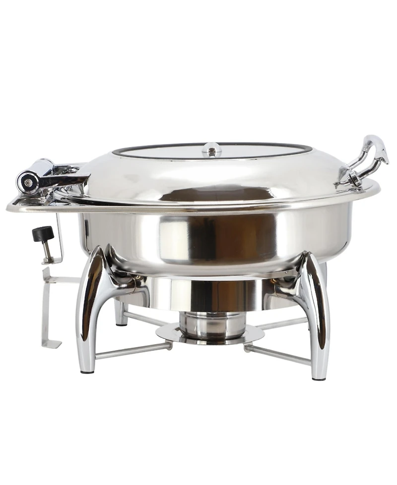 MegaChef 6.3 Quart Stainless Steel Round Professional Chafing Dish/Food Warmer/Buffet Server Serving Dish