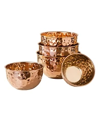 MegaChef Hammered Bubble Texture 5 Piece Stainless Steel Serving Bowl Set in Copper
