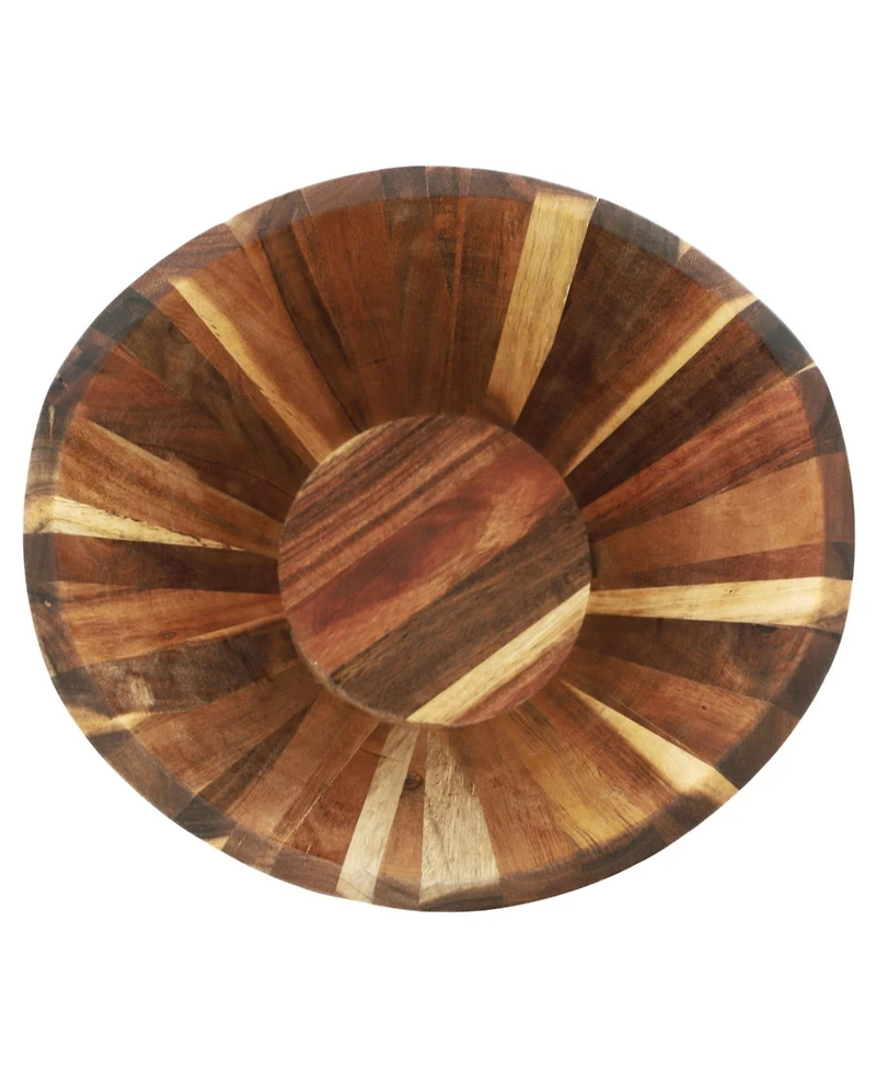 MegaChef Acacia Wood Salad Bowl with Serving Utensils