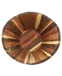 MegaChef Acacia Wood Salad Bowl with Serving Utensils