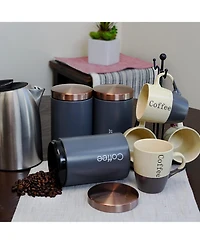 MegaChef Essential Kitchen Storage 3 Piece Sugar, Coffee and Tea Canister Set in Matte Gray