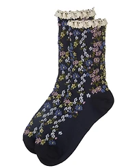 MeMoi Women's Liberty Floral Lace Cuff Crew Socks