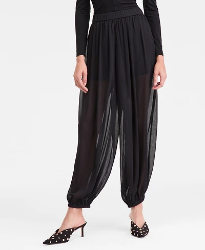 I.n.c. International Concepts Women's Pull-On Crinkle-Chiffon Balloon Pants, Macy's Exclusive