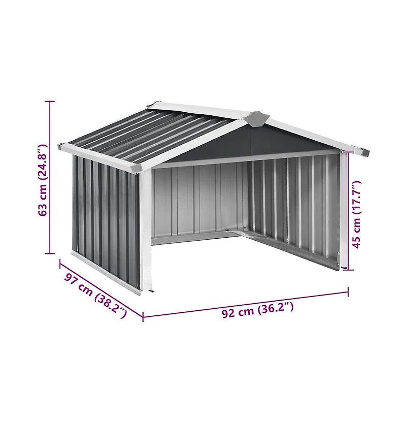 vidaXL Garden Shed Anthracite Galvanized steel Medium Durable
