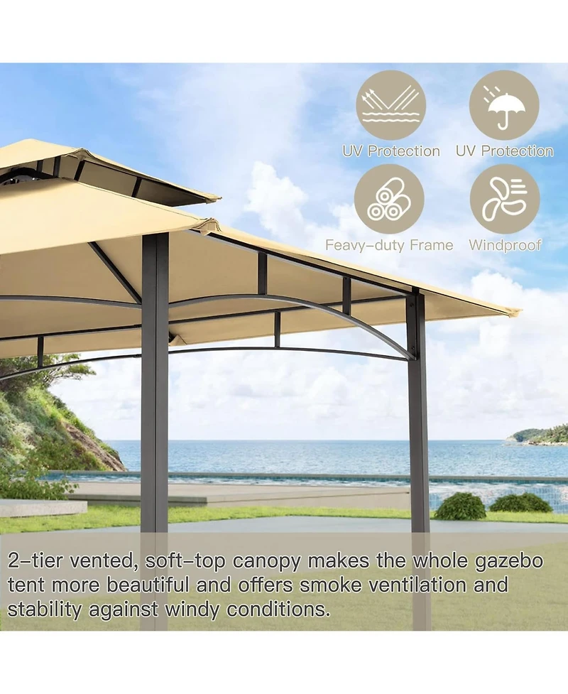 Aecojoy Grill Gazebo 8'x5'Outdoor Patio Backyard Bbq Shelter