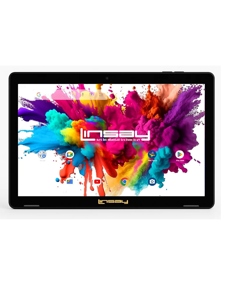 New Linsay 10.1" Tablet Octa Core 128GB Bundle with Orange Case Newest Android 15