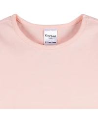 Gerber Toddler Girls 3-Pack Long Sleeve Shirts, Green/Pink/Coral, 4T