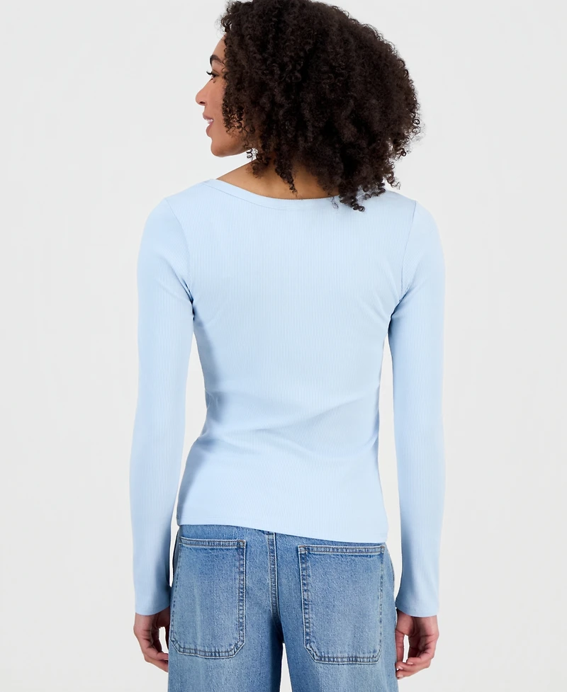 Self Esteem Juniors' Basic Soft Rib Long-Sleeve Top