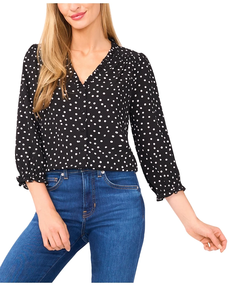 CeCe Women's 3/4-Sleeve V-Neck Top