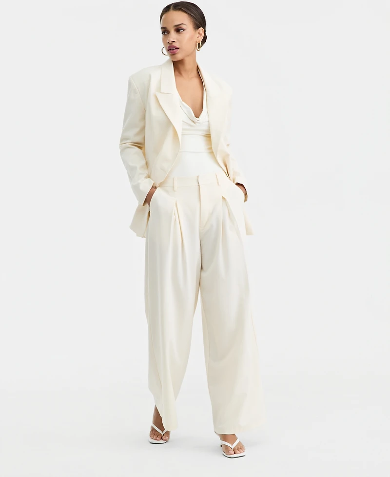 Bar Iii Women's High-Rise Pleat-Front Wide-Leg Pants, Macy's Exclusive