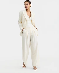 Bar Iii Women's High-Rise Pleat-Front Wide-Leg Pants, Macy's Exclusive