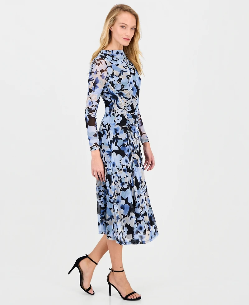 Anne Klein Women's Printed Ruched A-Line Midi Dress