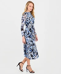 Anne Klein Women's Printed Ruched A-Line Midi Dress