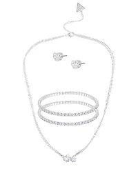 Guess 3-Pc. Cubic Zirconia Gold-Tone Heart Necklace, Stud Earrings, and Bracelet Gift Set