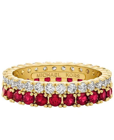 Michael Kors Gold Tone Pave Tennis Ring