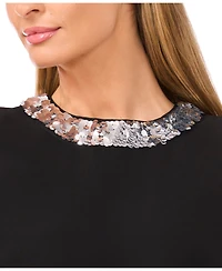 CeCe Women's Sleeveless Sequin Paillette Trim Cropped Top