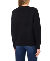 CeCe Women's Sequin Bow Pull On Sweater