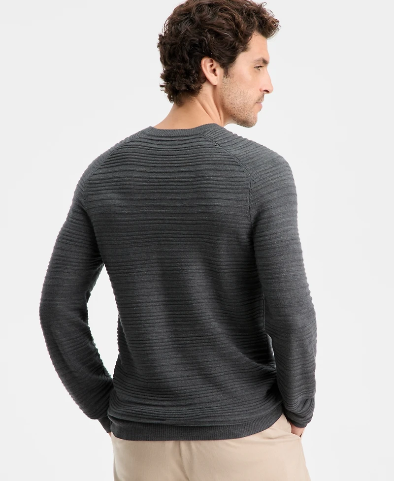 Alfani Men's Long-Sleeve Merino Exposed Raglan Textured Crewneck Sweater, Macy's Exclusive