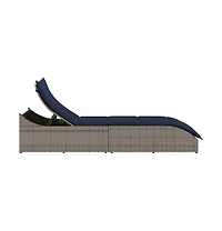 Folding Sun Lounger Grey Pe rattan Standard Foldable