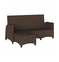 Reclining Patio Sofa with Cushions L-shaped Brown Poly Rattan