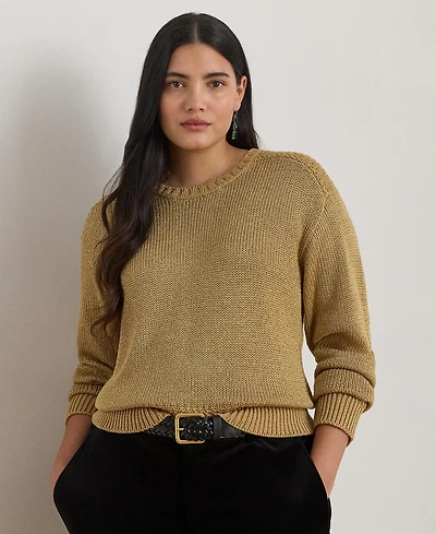Lauren Ralph Plus Metallic Crew Neck Sweater
