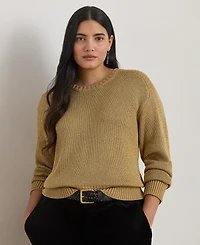Lauren Ralph Plus Metallic Crew Neck Sweater