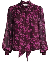 Lands' End Women's Chiffon Removable Tie Neck Blouse