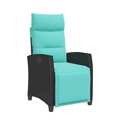 vidaXL Reclining Garden Chair Black Poly Rattan Standard