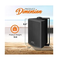 Pyle Waterproof 5.25" Wall Mount Speaker System – Active & Passive Pair, Wireless Bluetooth, Aux In, Indoor/Outdoor Stereo
