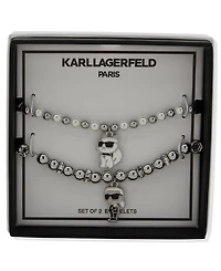 Karl Lagerfeld Paris 2-Pc. Glass Pearl Silver-Tone Slider Bracelet Set