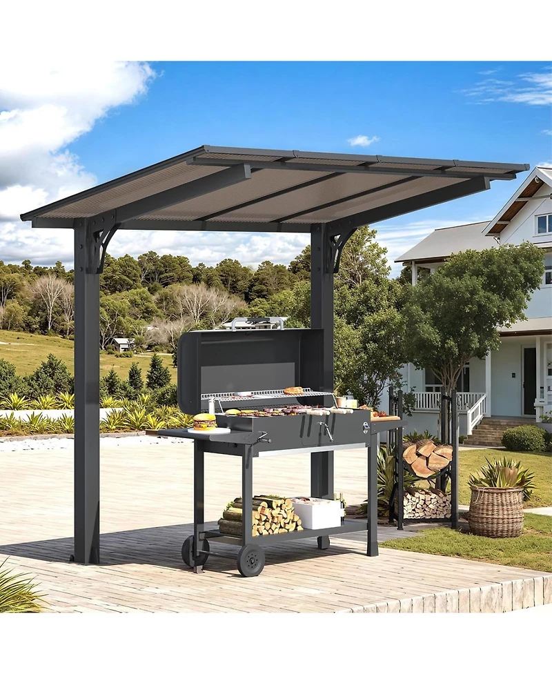 Aecojoy 10' x 8' Gazebo Outdoor Pergola for Patio, 8x10 Freestanding Lean to Hard Top Grill Gazebo