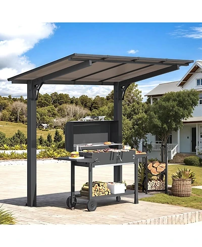 Aecojoy 10' x 8' Gazebo Outdoor Pergola for Patio, 8x10 Freestanding Lean to Hard Top Grill Gazebo