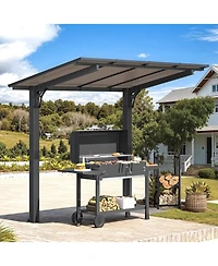 Aecojoy 10' x 8' Gazebo Outdoor Pergola for Patio, 8x10 Freestanding Lean to Hard Top Grill Gazebo