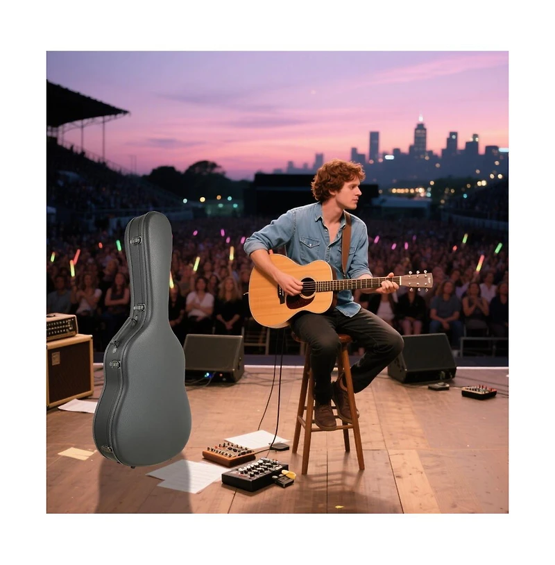 Yescom Ultralight Epp Acoustic Guitar Case with Headstock Protector 40/41 Inch Hard Shell Carrying Case with Shoulder Straps for Gig Travel Black