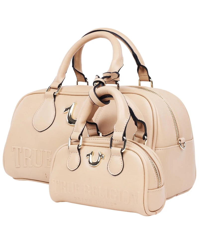 True Religion Logo Satchel with Matching Mini Bag