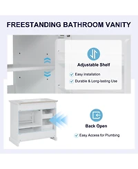 Casainc 36" Bathroom Vanity with Ceramic Sink, 4 Drawers and 1 Soft-Close Door, Freestanding