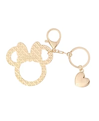 Disney Minnie Mouse Outline Keychain with Crystal Bow and Heart Charm