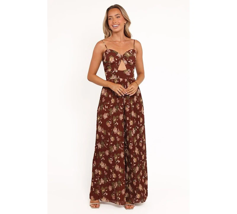 Petal and Pup Women's Alice Wide Leg Jumpsuit - Brown Floral