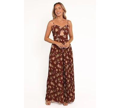 Petal and Pup Women's Alice Wide Leg Jumpsuit - Brown Floral