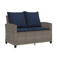 vidaXL Garden Sofa Grey Pe rattan, powder-coated steel, tempered glass
