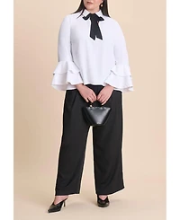 Eloquii Women's Button Up Top With Bows