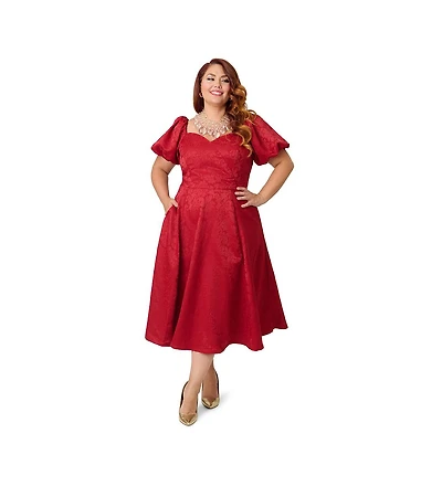 Unique Vintage Plus Size Jacquard Sweetheart Swing Dress