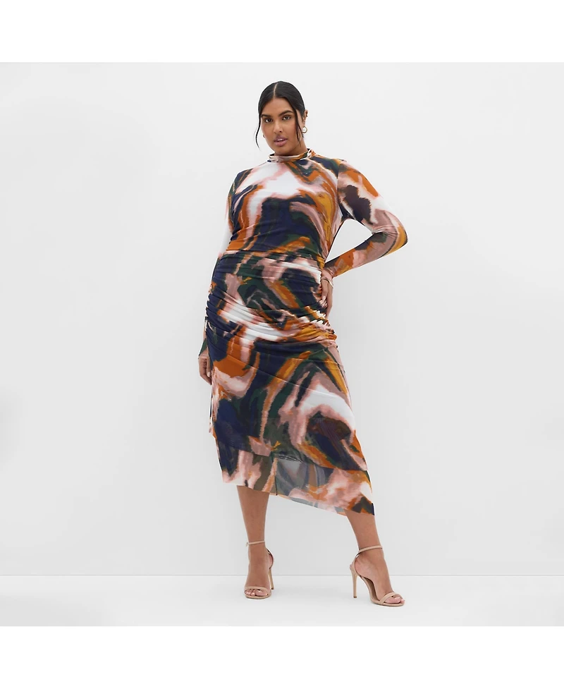 City Chic Women's Zia Print Ruched Dress
