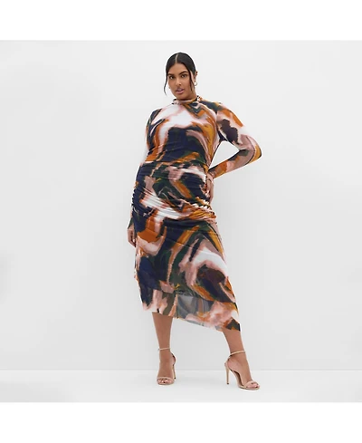City Chic Women's Zia Print Ruched Dress