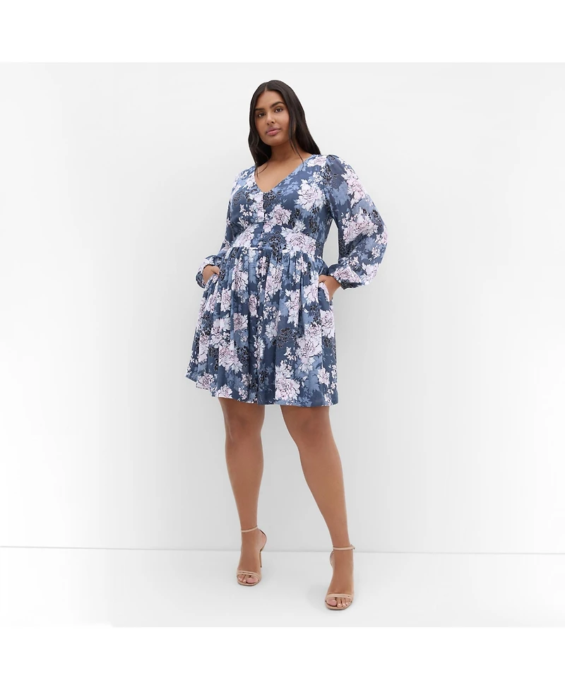 City Chic Women's Silver Blossom Mini Dress