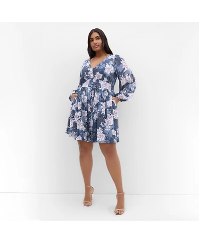 City Chic Women's Silver Blossom Mini Dress