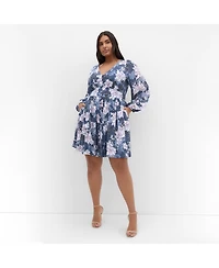 City Chic Women's Silver Blossom Mini Dress